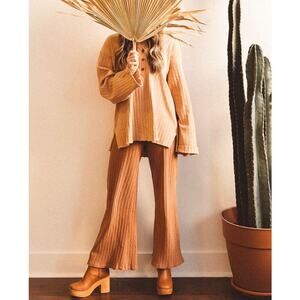 People Of Leisure Orange Ribbed Pants